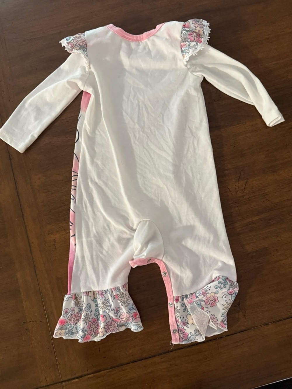 Disney Pink and White Princess Floral One-Piece Bodysuit - Picture 3 of 4